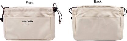 Canvas Handbag Organizers, Sturdy Purse Insert Organizer Bag in Bag, 10 Pockets Color Beige Large