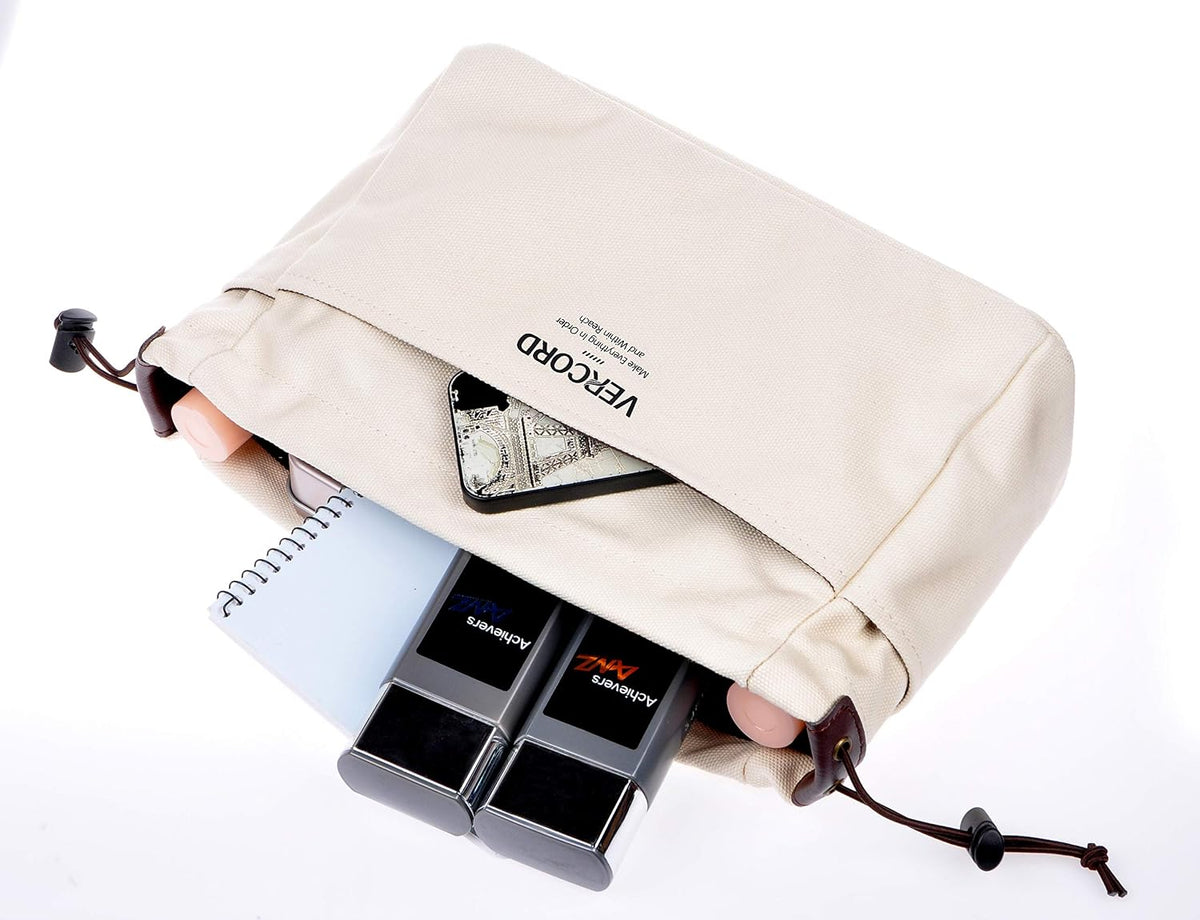 Canvas Handbag Organizers, Sturdy Purse Insert Organizer Bag in Bag, 10 Pockets Color Beige Large