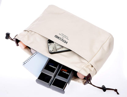 Canvas Handbag Organizers, Sturdy Purse Insert Organizer Bag in Bag, 10 Pockets Color Beige Large