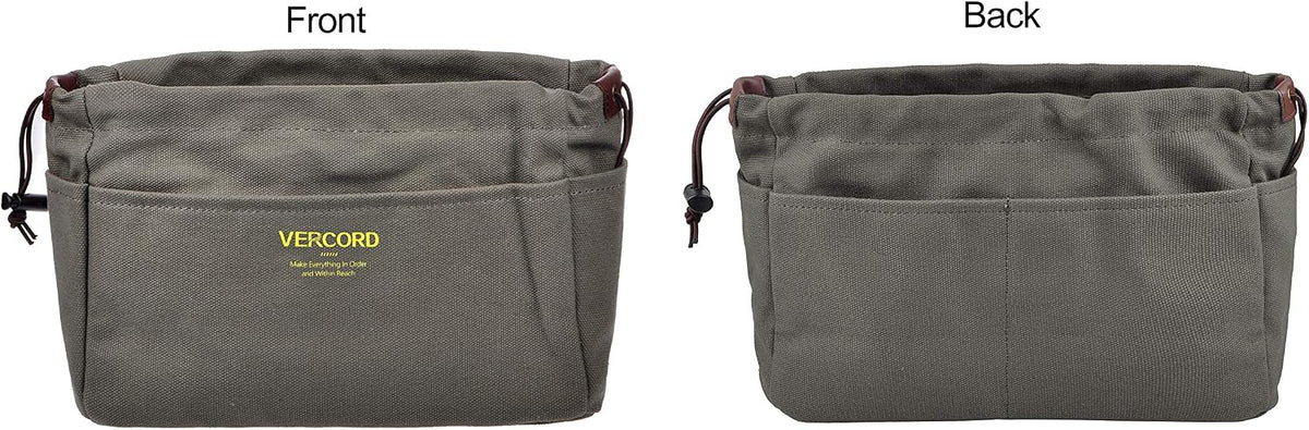 Canvas Handbag Organizers, Sturdy Purse Insert Organizer Bag in Bag, 10 Pockets Color Beige Large