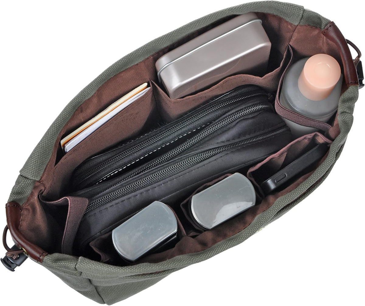 Canvas Handbag Organizers, Sturdy Purse Insert Organizer Bag in Bag, 10 Pockets Color Beige Large