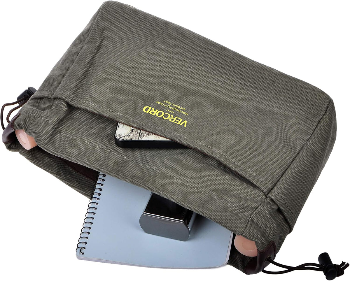 Canvas Handbag Organizers, Sturdy Purse Insert Organizer Bag in Bag, 10 Pockets Color Beige Large
