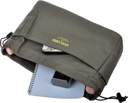 Canvas Handbag Organizers, Sturdy Purse Insert Organizer Bag in Bag, 10 Pockets Color Beige Large