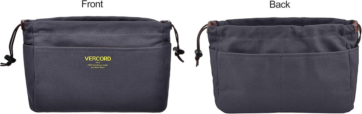 Canvas Handbag Organizers, Sturdy Purse Insert Organizer Bag in Bag, 10 Pockets Color Beige Large