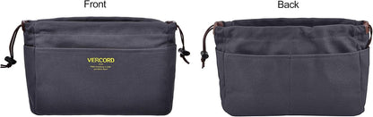 Canvas Handbag Organizers, Sturdy Purse Insert Organizer Bag in Bag, 10 Pockets Color Beige Large