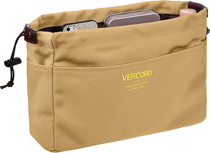 Canvas Handbag Organizers, Sturdy Purse Insert Organizer Bag in Bag, 10 Pockets Color Beige Large