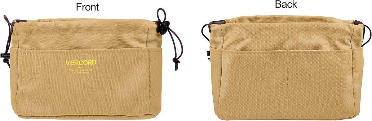 Canvas Handbag Organizers, Sturdy Purse Insert Organizer Bag in Bag, 10 Pockets Color Beige Large