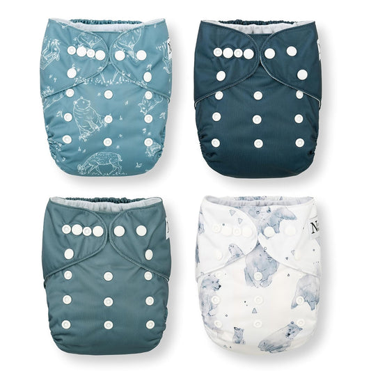 Reusable Cloth Diapers | 4 Pack | Waterproof Washable Design