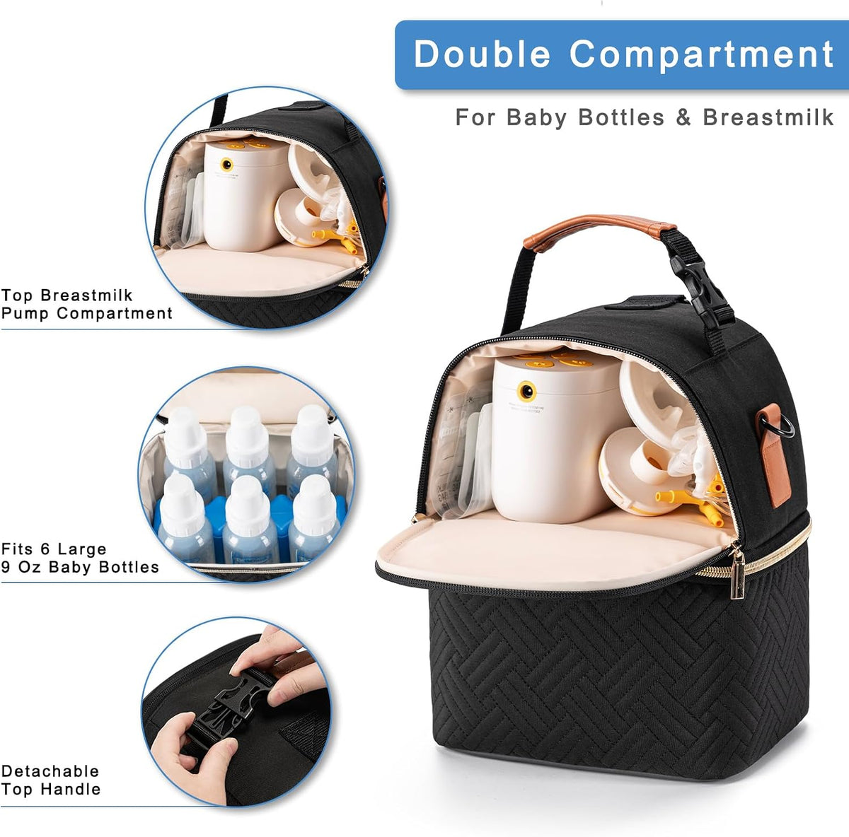 Breastmilk Cooler Bag with Ice Pack & Mat Fit 6 Bottles Up to 9 Ounce, Breast Milk Pump Cooler Bag for Moms Daycare,Work&Travel, Pink