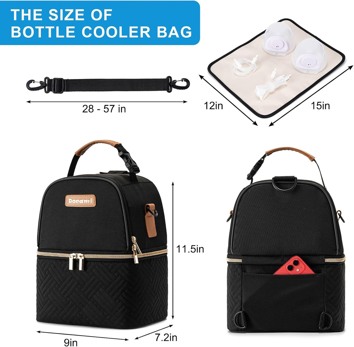 Breastmilk Cooler Bag with Ice Pack & Mat Fit 6 Bottles Up to 9 Ounce, Breast Milk Pump Cooler Bag for Moms Daycare,Work&Travel, Pink