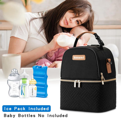 Breastmilk Cooler Bag with Ice Pack & Mat Fit 6 Bottles Up to 9 Ounce, Breast Milk Pump Cooler Bag for Moms Daycare,Work&Travel, Pink