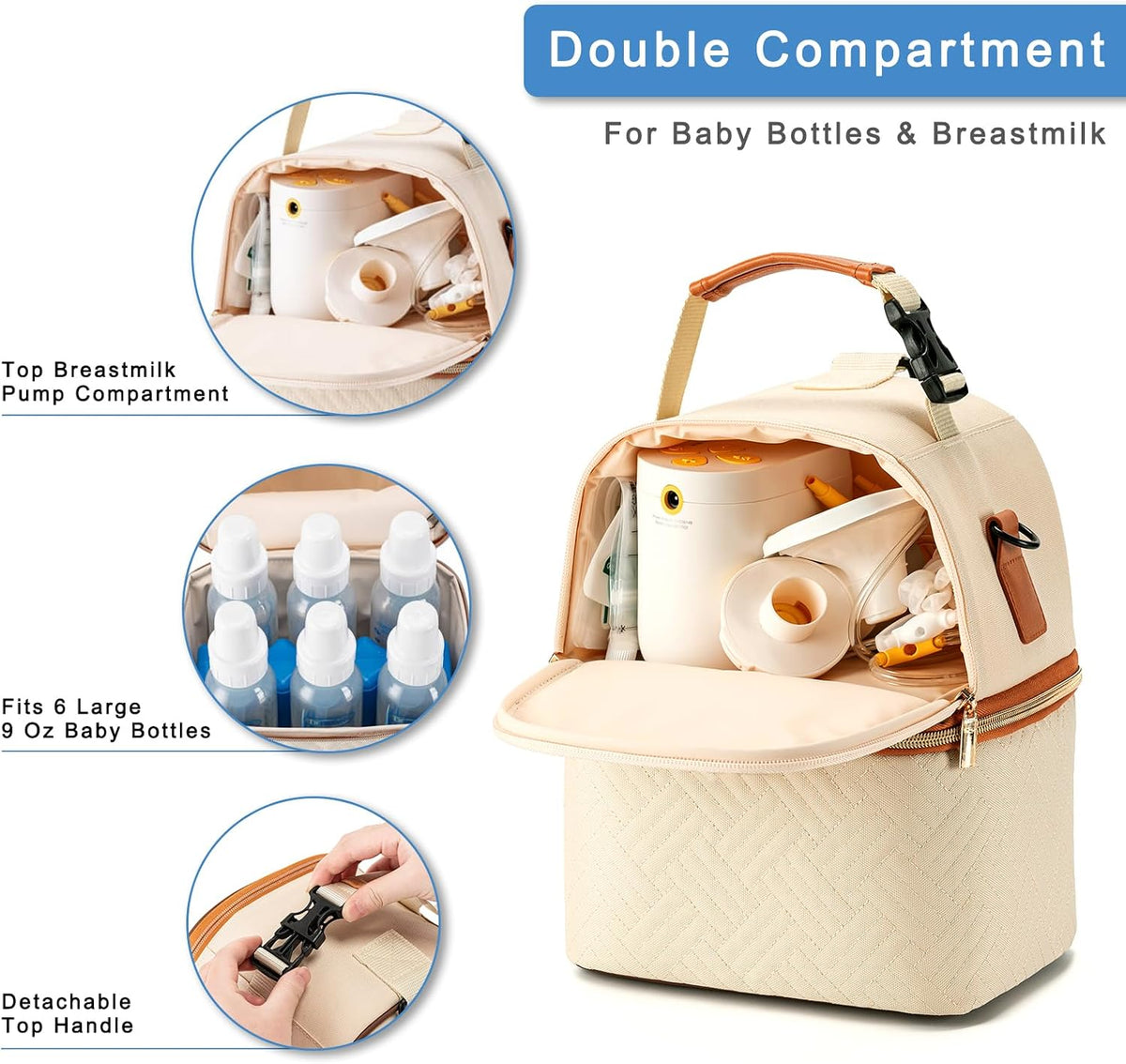 Breastmilk Cooler Bag with Ice Pack & Mat Fit 6 Bottles Up to 9 Ounce, Breast Milk Pump Cooler Bag for Moms Daycare,Work&Travel, Pink