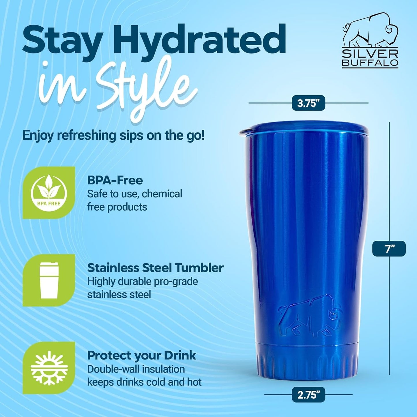 Double Walled Vacuum Insulated Stainless Steel Tumbler With Flip Top Lid Keeps Hot and Cold, Travel Coffee Mug Leakproof Lid, 30 Ounces, Matte Teal Blue