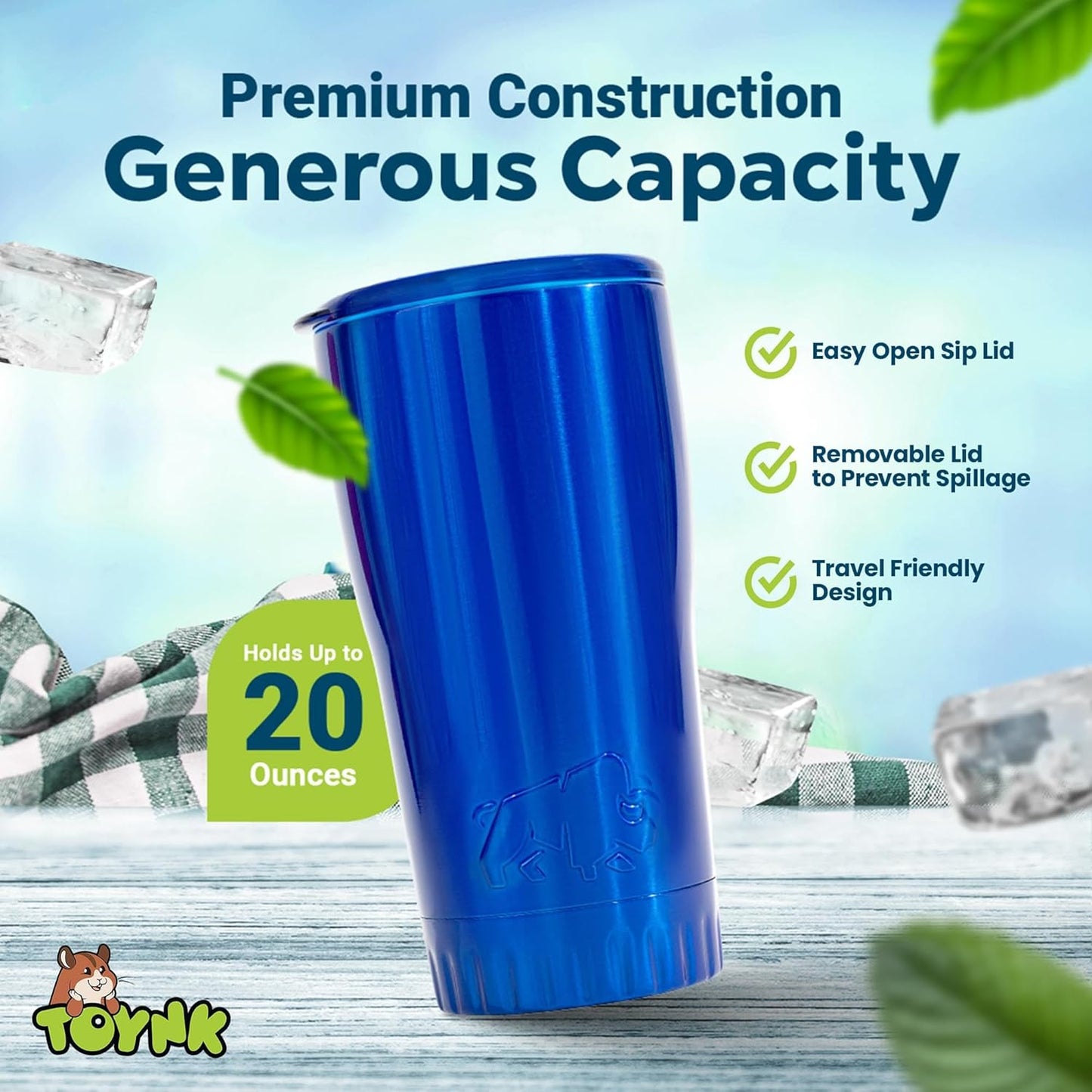 Double Walled Vacuum Insulated Stainless Steel Tumbler With Flip Top Lid Keeps Hot and Cold, Travel Coffee Mug Leakproof Lid, 30 Ounces, Matte Teal Blue
