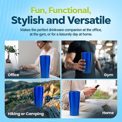 Double Walled Vacuum Insulated Stainless Steel Tumbler With Flip Top Lid Keeps Hot and Cold, Travel Coffee Mug Leakproof Lid, 30 Ounces, Matte Teal Blue