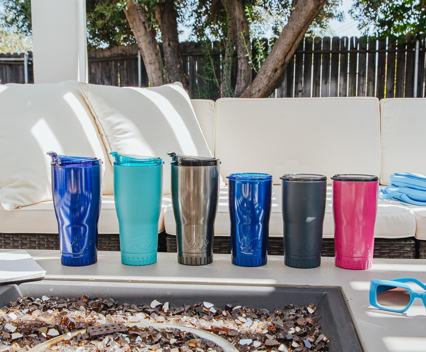 Double Walled Vacuum Insulated Stainless Steel Tumbler With Flip Top Lid Keeps Hot and Cold, Travel Coffee Mug Leakproof Lid, 30 Ounces, Matte Teal Blue