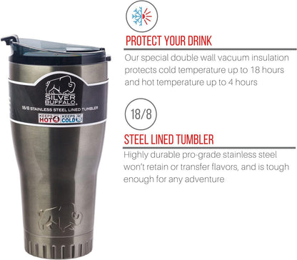 Double Walled Vacuum Insulated Stainless Steel Tumbler With Flip Top Lid Keeps Hot and Cold, Travel Coffee Mug Leakproof Lid, 30 Ounces, Matte Teal Blue
