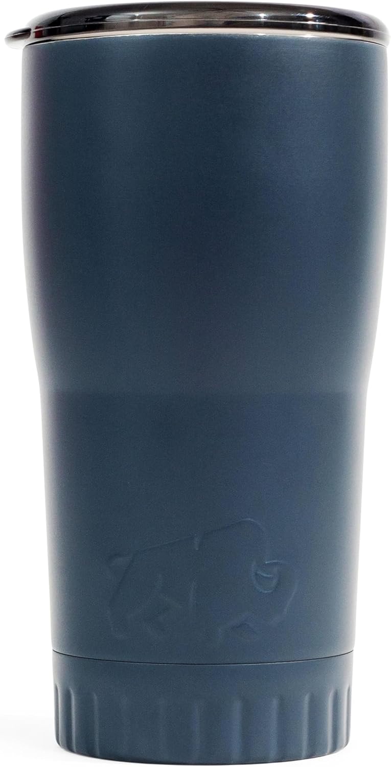 Double Walled Vacuum Insulated Stainless Steel Tumbler With Flip Top Lid Keeps Hot and Cold, Travel Coffee Mug Leakproof Lid, 30 Ounces, Matte Teal Blue