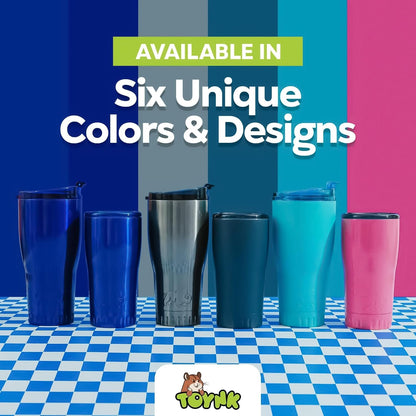 Double Walled Vacuum Insulated Stainless Steel Tumbler With Flip Top Lid Keeps Hot and Cold, Travel Coffee Mug Leakproof Lid, 30 Ounces, Matte Teal Blue