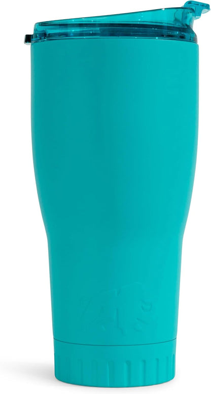 Double Walled Vacuum Insulated Stainless Steel Tumbler With Flip Top Lid Keeps Hot and Cold, Travel Coffee Mug Leakproof Lid, 30 Ounces, Matte Teal Blue