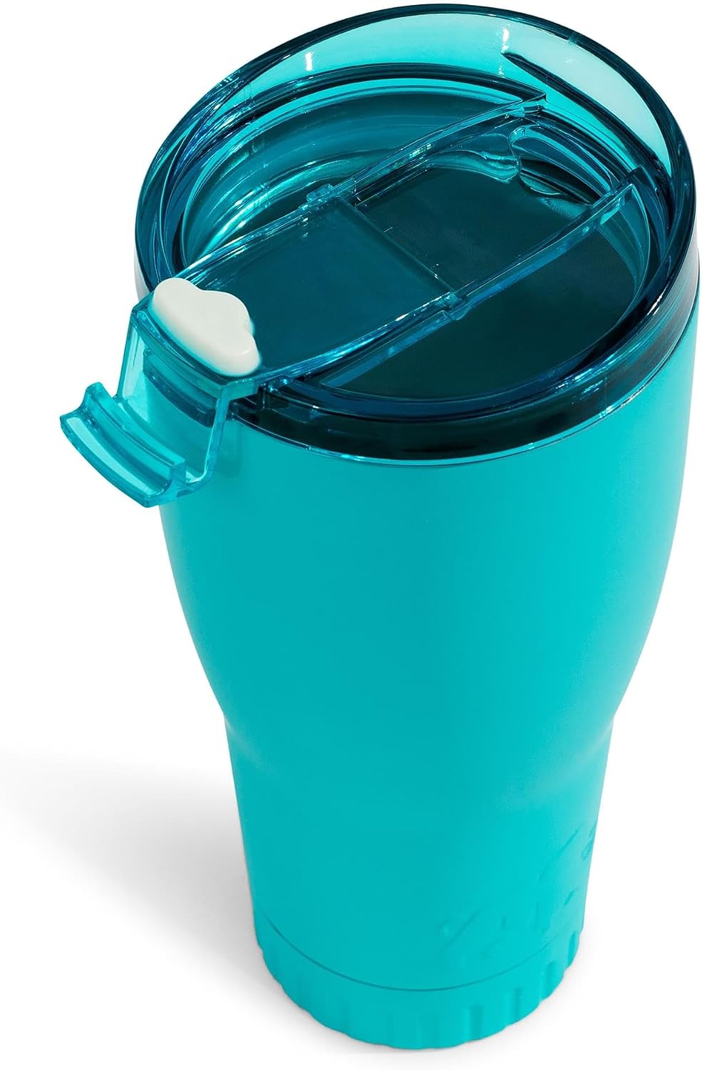 Double Walled Vacuum Insulated Stainless Steel Tumbler With Flip Top Lid Keeps Hot and Cold, Travel Coffee Mug Leakproof Lid, 30 Ounces, Matte Teal Blue