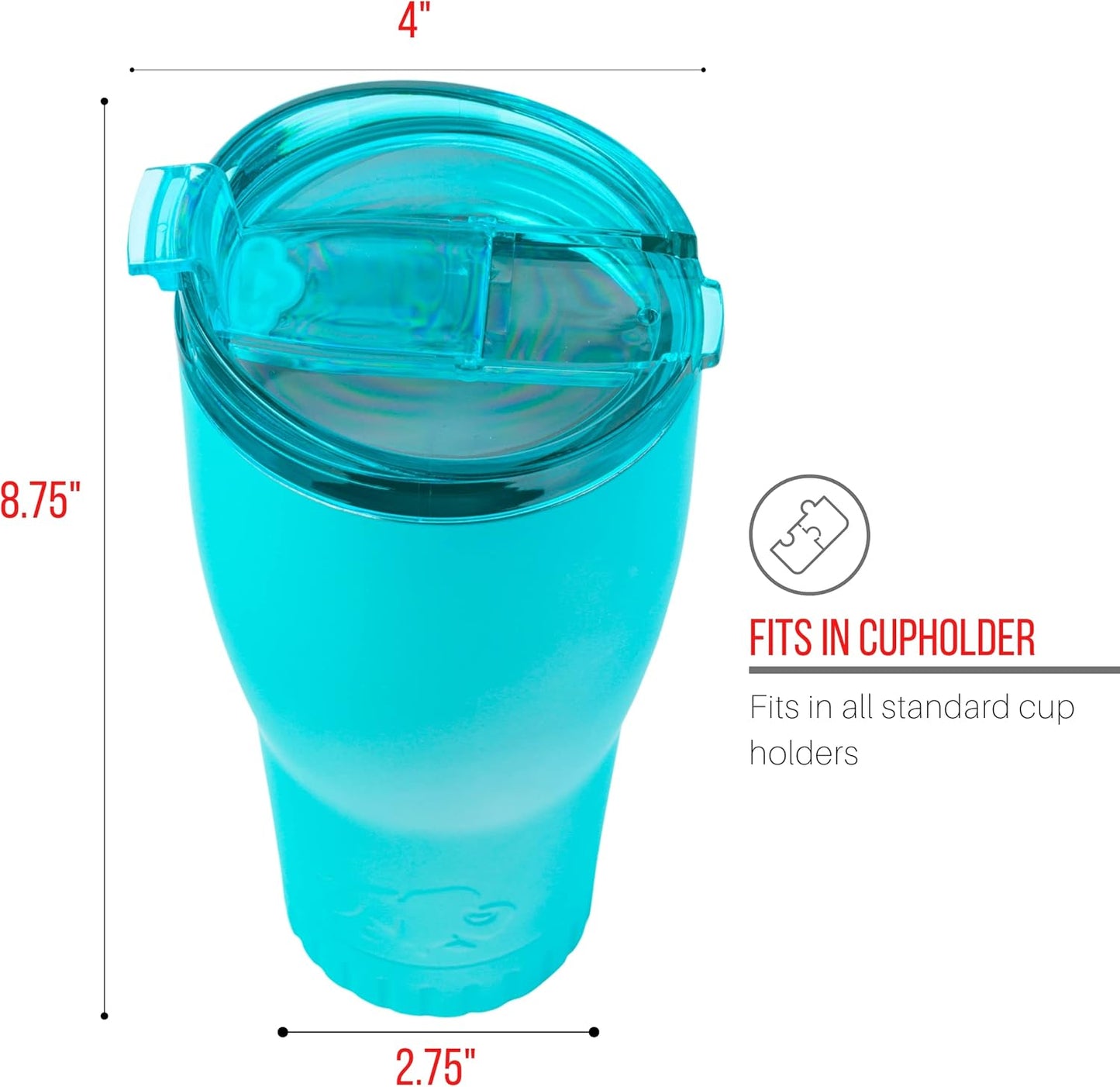 Double Walled Vacuum Insulated Stainless Steel Tumbler With Flip Top Lid Keeps Hot and Cold, Travel Coffee Mug Leakproof Lid, 30 Ounces, Matte Teal Blue
