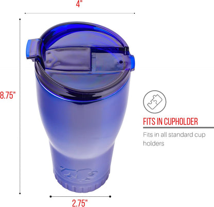 Double Walled Vacuum Insulated Stainless Steel Tumbler With Flip Top Lid Keeps Hot and Cold, Travel Coffee Mug Leakproof Lid, 30 Ounces, Matte Teal Blue