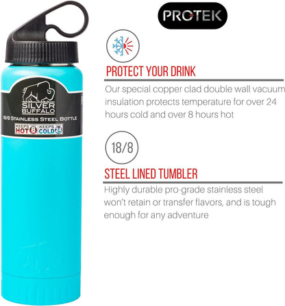 Double Walled Vacuum Insulated Stainless Steel Tumbler With Flip Top Lid Keeps Hot and Cold, Travel Coffee Mug Leakproof Lid, 30 Ounces, Matte Teal Blue