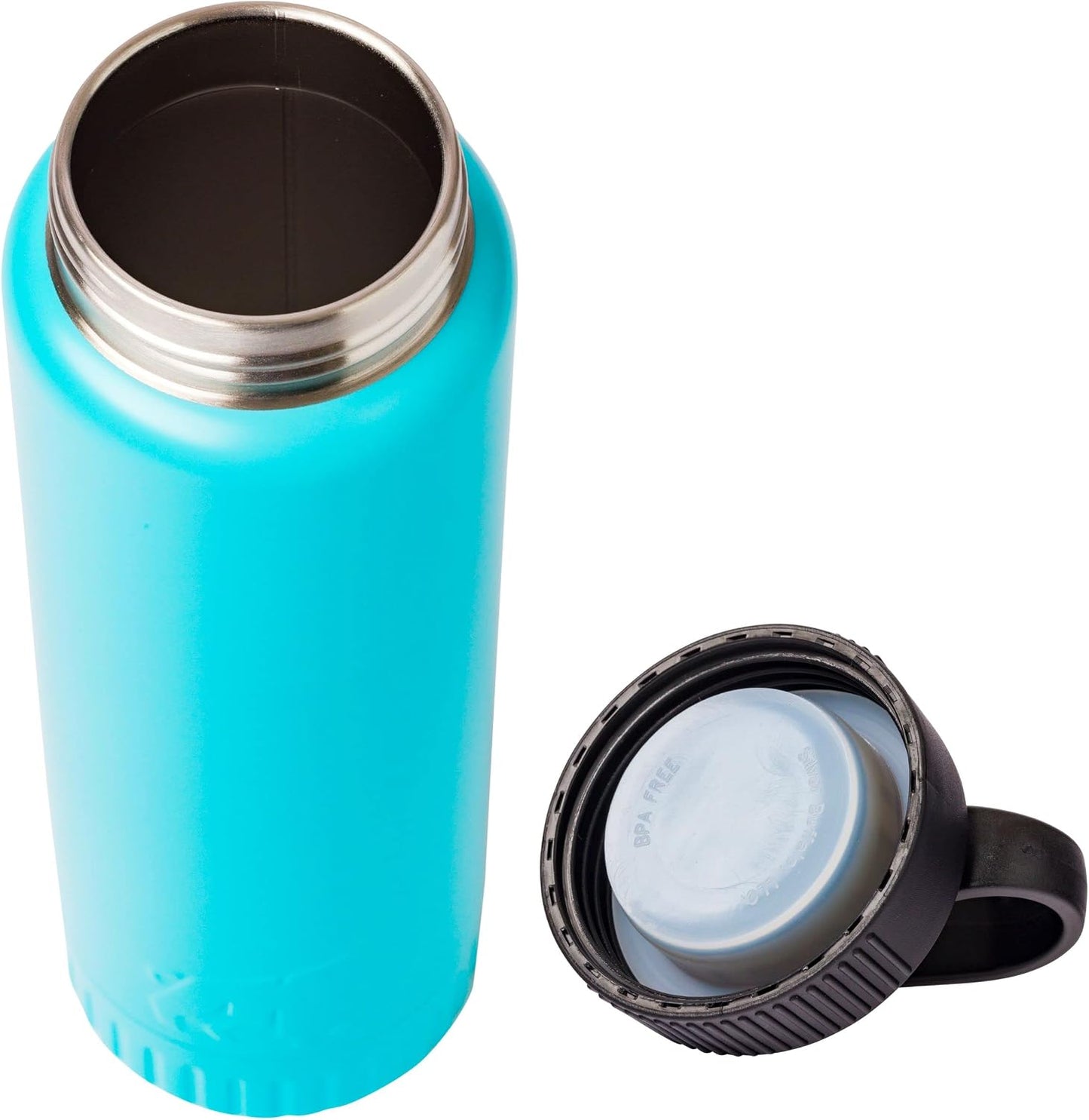 Double Walled Vacuum Insulated Stainless Steel Tumbler With Flip Top Lid Keeps Hot and Cold, Travel Coffee Mug Leakproof Lid, 30 Ounces, Matte Teal Blue