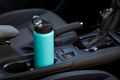 Double Walled Vacuum Insulated Stainless Steel Tumbler With Flip Top Lid Keeps Hot and Cold, Travel Coffee Mug Leakproof Lid, 30 Ounces, Matte Teal Blue