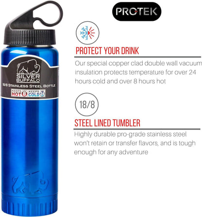 Double Walled Vacuum Insulated Stainless Steel Tumbler With Flip Top Lid Keeps Hot and Cold, Travel Coffee Mug Leakproof Lid, 30 Ounces, Matte Teal Blue
