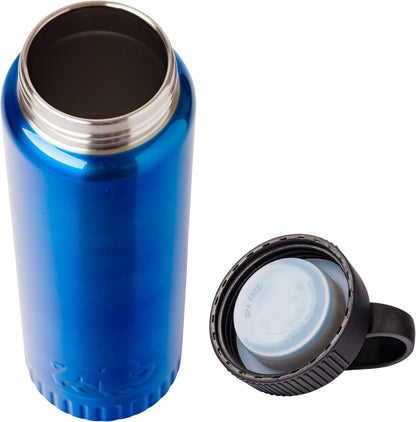 Double Walled Vacuum Insulated Stainless Steel Tumbler With Flip Top Lid Keeps Hot and Cold, Travel Coffee Mug Leakproof Lid, 30 Ounces, Matte Teal Blue