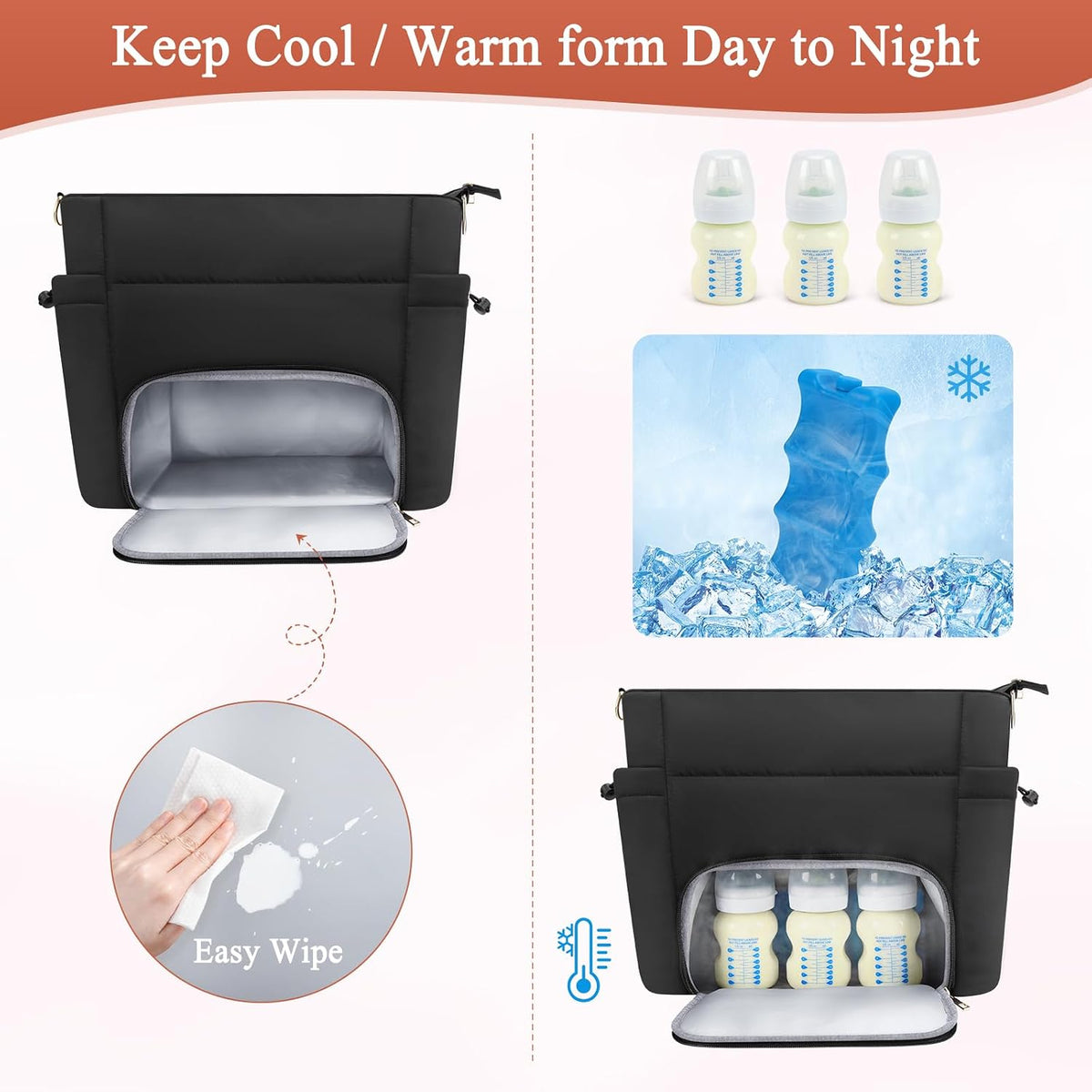 Wearable Breast Pump Bag for Working Moms – Insulated Breastmilk Cooler Tote with Laptop Sleeve & Ice Pack, Breast Pump Bag for Momcozy M5/M6/S12 for eufy Pump, Travel Nursing Baby Bottle Cooler Bag