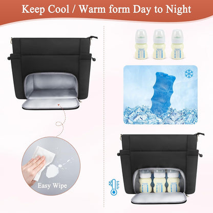 Wearable Breast Pump Bag for Working Moms – Insulated Breastmilk Cooler Tote with Laptop Sleeve & Ice Pack, Breast Pump Bag for Momcozy M5/M6/S12 for eufy Pump, Travel Nursing Baby Bottle Cooler Bag