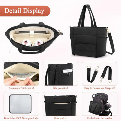 Wearable Breast Pump Bag for Working Moms – Insulated Breastmilk Cooler Tote with Laptop Sleeve & Ice Pack, Breast Pump Bag for Momcozy M5/M6/S12 for eufy Pump, Travel Nursing Baby Bottle Cooler Bag