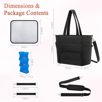 Wearable Breast Pump Bag for Working Moms – Insulated Breastmilk Cooler Tote with Laptop Sleeve & Ice Pack, Breast Pump Bag for Momcozy M5/M6/S12 for eufy Pump, Travel Nursing Baby Bottle Cooler Bag