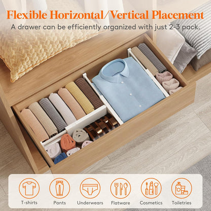 4" High Upgrade Drawer Divider, Adjustable Drawer Organizer Clothes