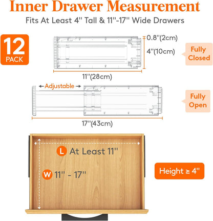 4" High Upgrade Drawer Divider, Adjustable Drawer Organizer Clothes