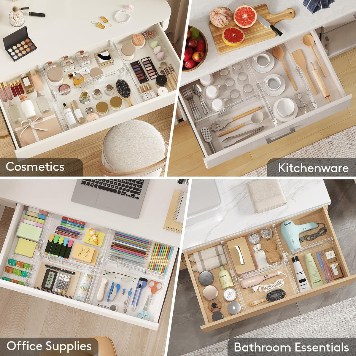 4" High Upgrade Drawer Divider, Adjustable Drawer Organizer Clothes