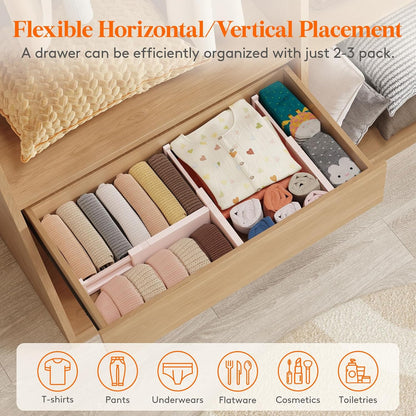 4" High Upgrade Drawer Divider, Adjustable Drawer Organizer Clothes