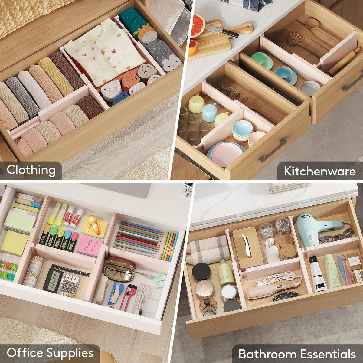 4" High Upgrade Drawer Divider, Adjustable Drawer Organizer Clothes