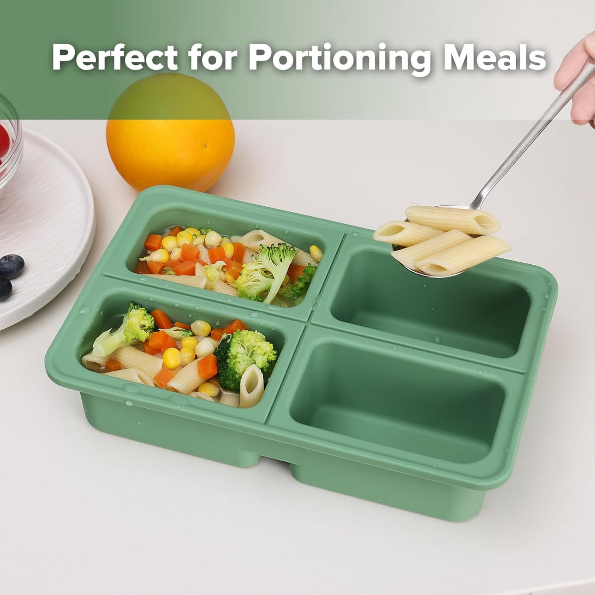 Sturdy Silicone Freezer Tray with Lid – Soup & Meal Prep Tray, 1 Cup Portion Cubes for Food Storage, Leak-Proof BPA-Free Mold, Easy Release