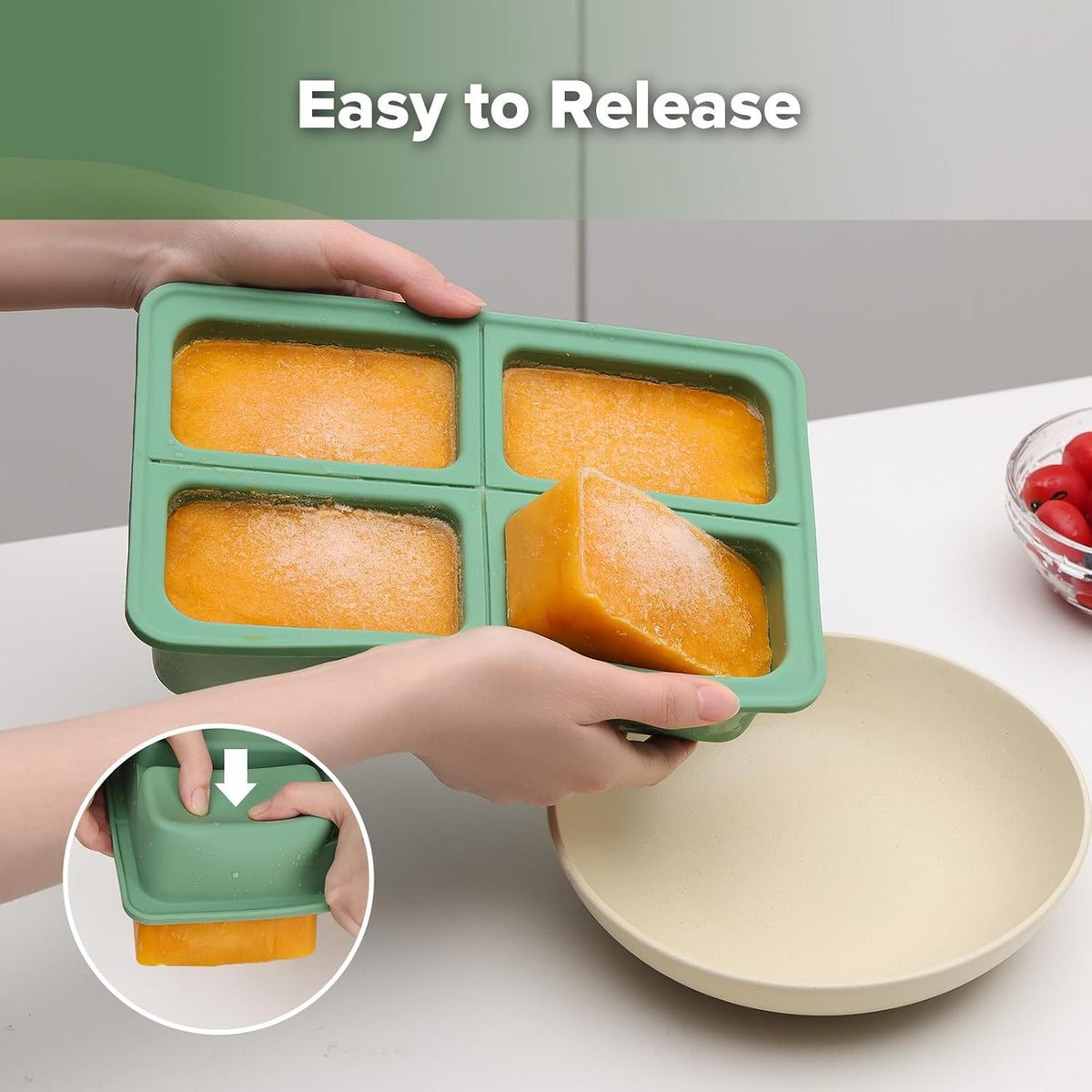 Sturdy Silicone Freezer Tray with Lid – Soup & Meal Prep Tray, 1 Cup Portion Cubes for Food Storage, Leak-Proof BPA-Free Mold, Easy Release
