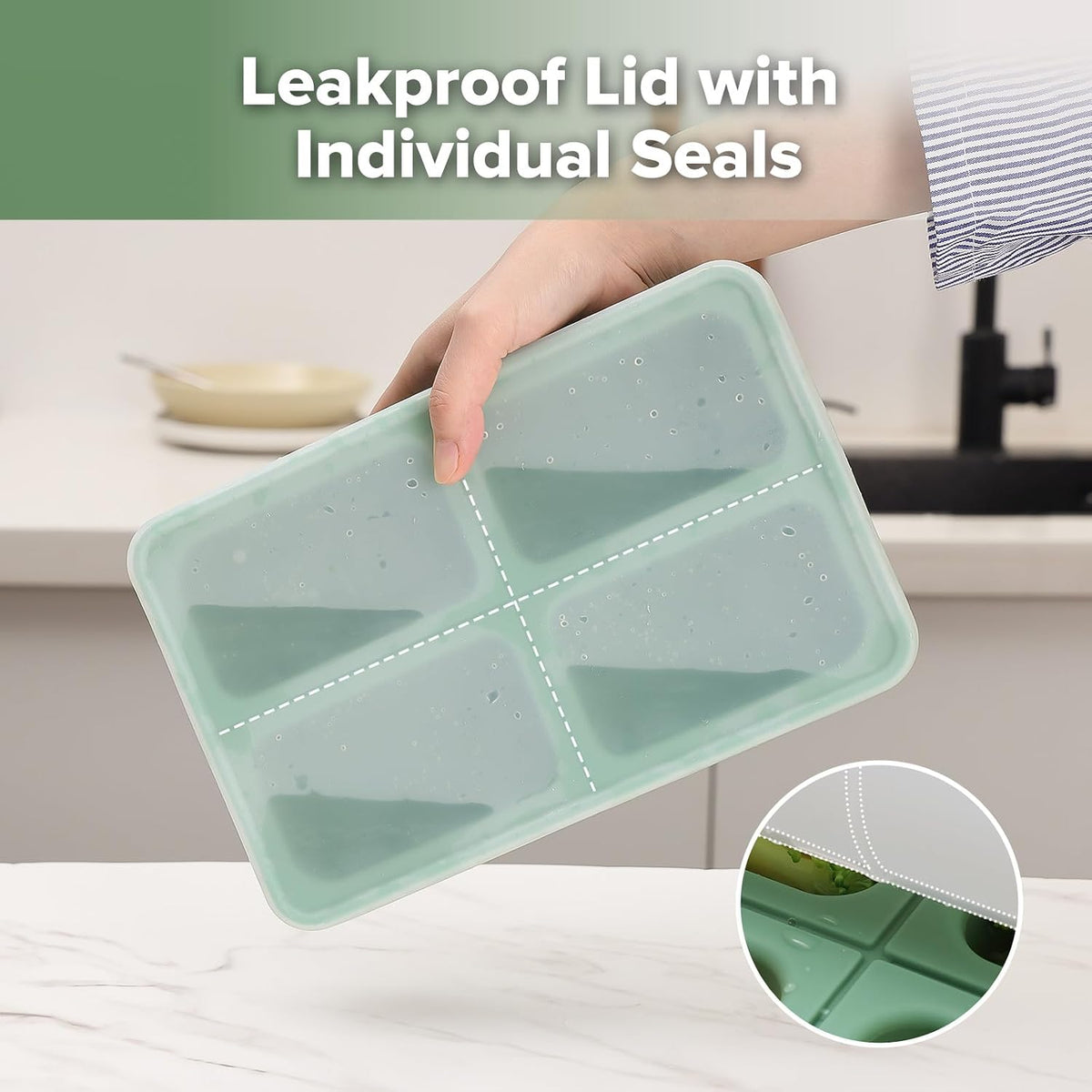 Sturdy Silicone Freezer Tray with Lid – Soup & Meal Prep Tray, 1 Cup Portion Cubes for Food Storage, Leak-Proof BPA-Free Mold, Easy Release