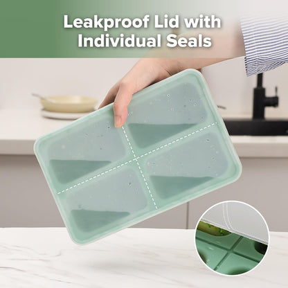 Sturdy Silicone Freezer Tray with Lid – Soup & Meal Prep Tray, 1 Cup Portion Cubes for Food Storage, Leak-Proof BPA-Free Mold, Easy Release