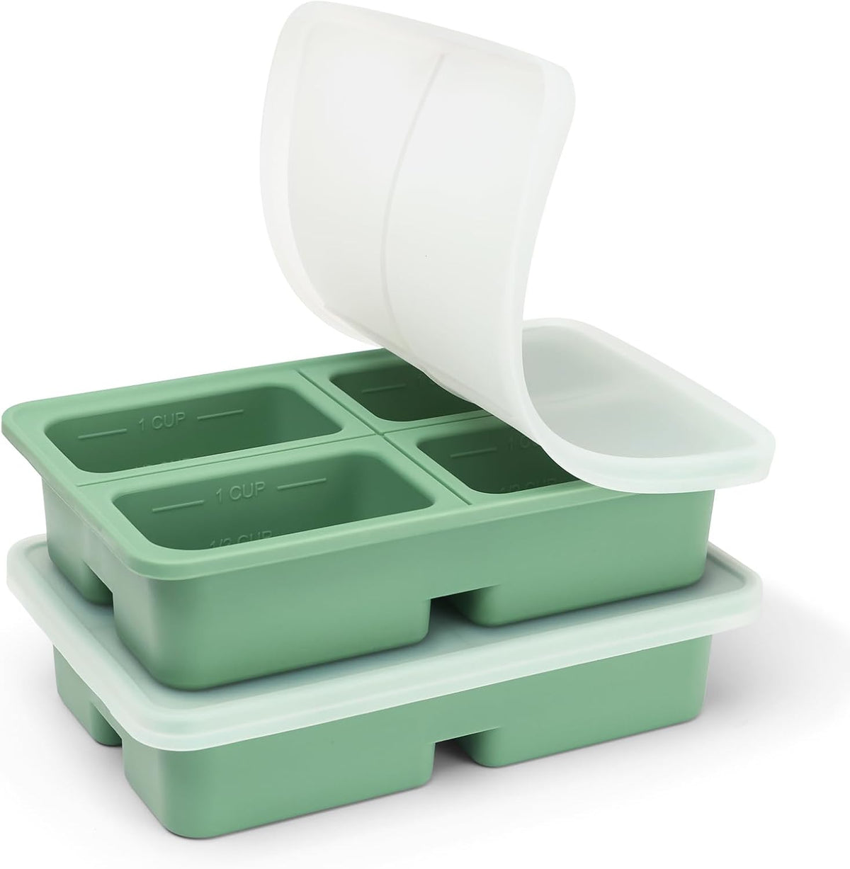 Sturdy Silicone Freezer Tray with Lid – Soup & Meal Prep Tray, 1 Cup Portion Cubes for Food Storage, Leak-Proof BPA-Free Mold, Easy Release