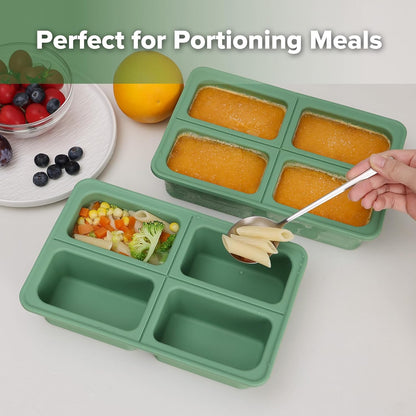 Sturdy Silicone Freezer Tray with Lid – Soup & Meal Prep Tray, 1 Cup Portion Cubes for Food Storage, Leak-Proof BPA-Free Mold, Easy Release