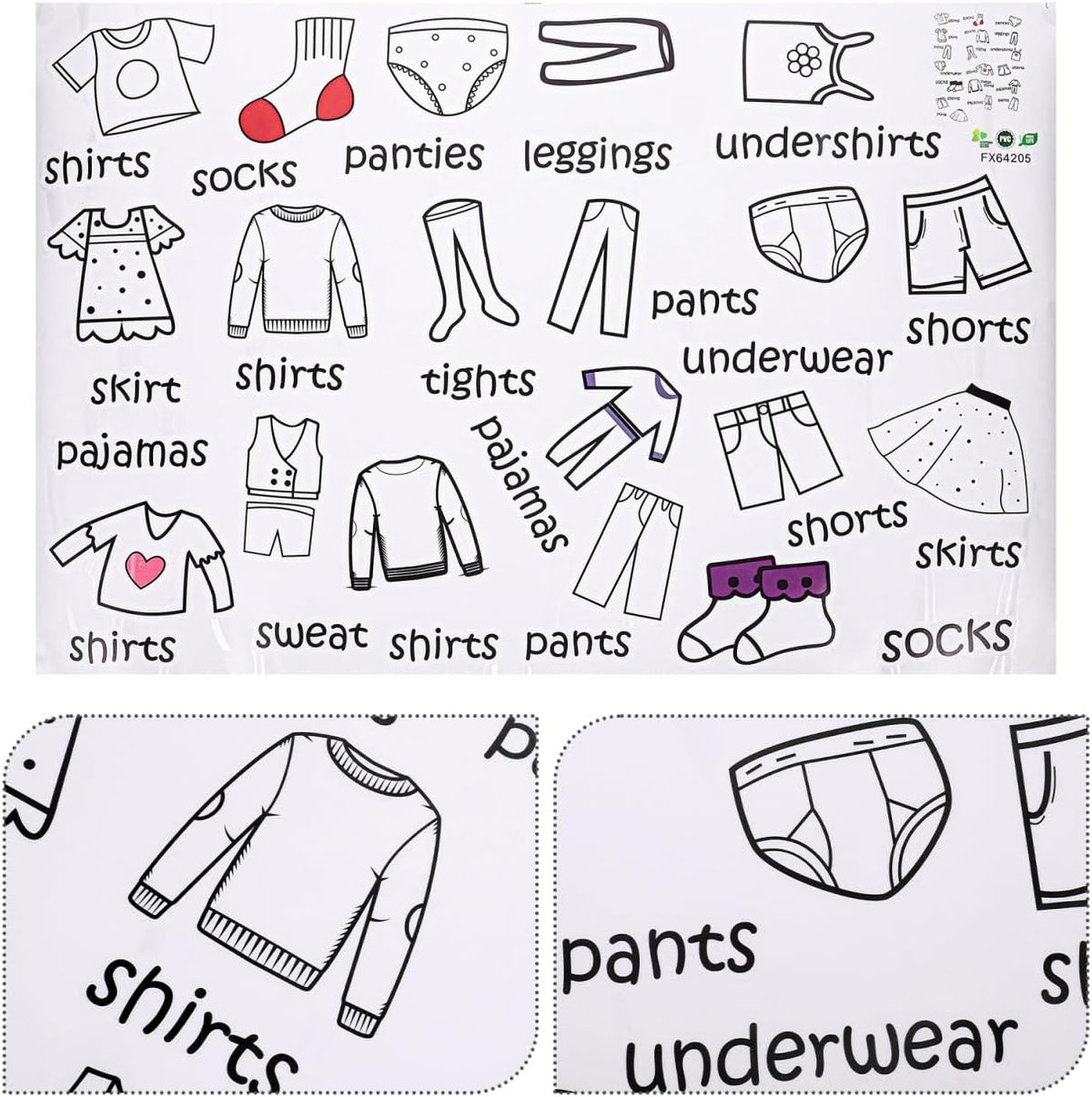 Dresser Clothing Labels, Baby Drawer Clothing Sort Labels Removable Clothes Classification Sticker Peel and Stick Clothes Organizer Sticker for Kids Room Wardrobe Closet Drawer (40 × 60cm)