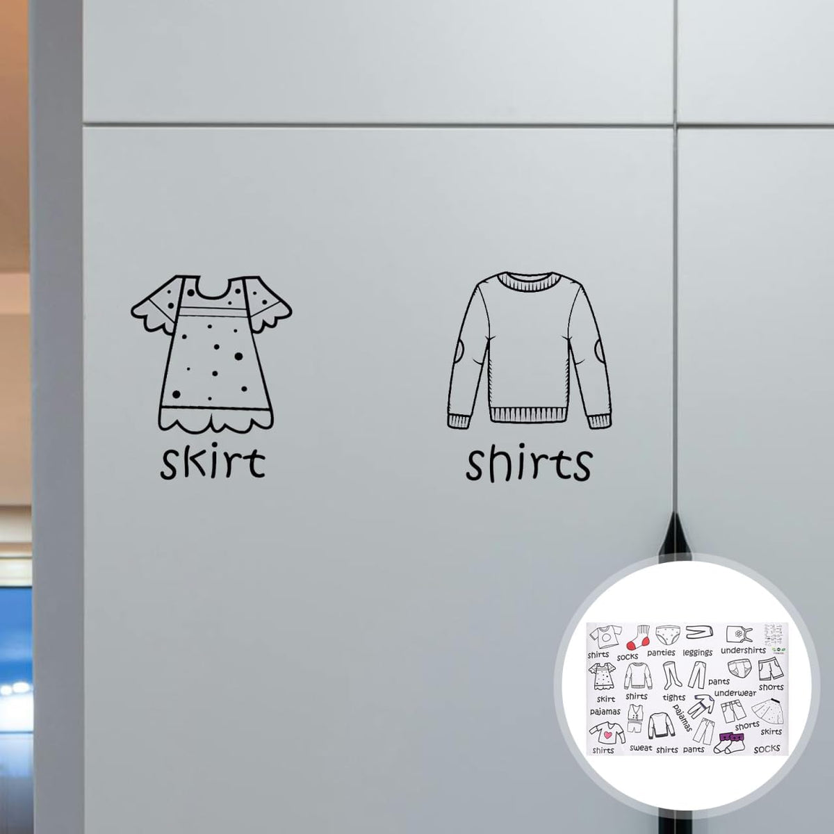 Dresser Clothing Labels, Baby Drawer Clothing Sort Labels Removable Clothes Classification Sticker Peel and Stick Clothes Organizer Sticker for Kids Room Wardrobe Closet Drawer (40 × 60cm)
