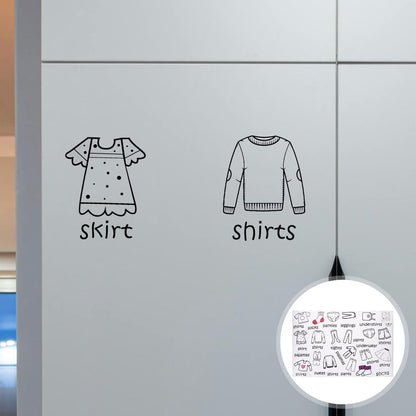 Dresser Clothing Labels, Baby Drawer Clothing Sort Labels Removable Clothes Classification Sticker Peel and Stick Clothes Organizer Sticker for Kids Room Wardrobe Closet Drawer (40 × 60cm)